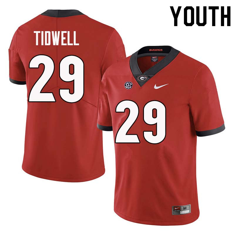 Youth Georgia Bulldogs #29 Lofton Tidwell College Football Jerseys Sale-Red